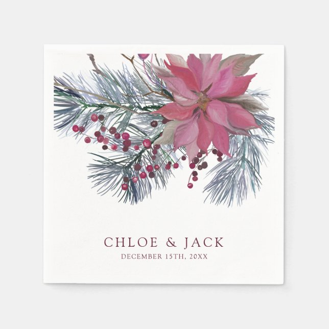 Servilleta De Papel Elegant Winter Greenery Wedding (Anverso)