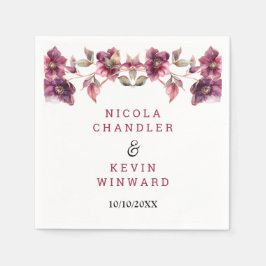 Servilleta De Papel Elegant Winter Hellebore Floral Burgundy Wedding