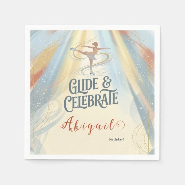 Servilleta De Papel Elegant Winter Ice Skating Birthday Invitation  (Anverso)
