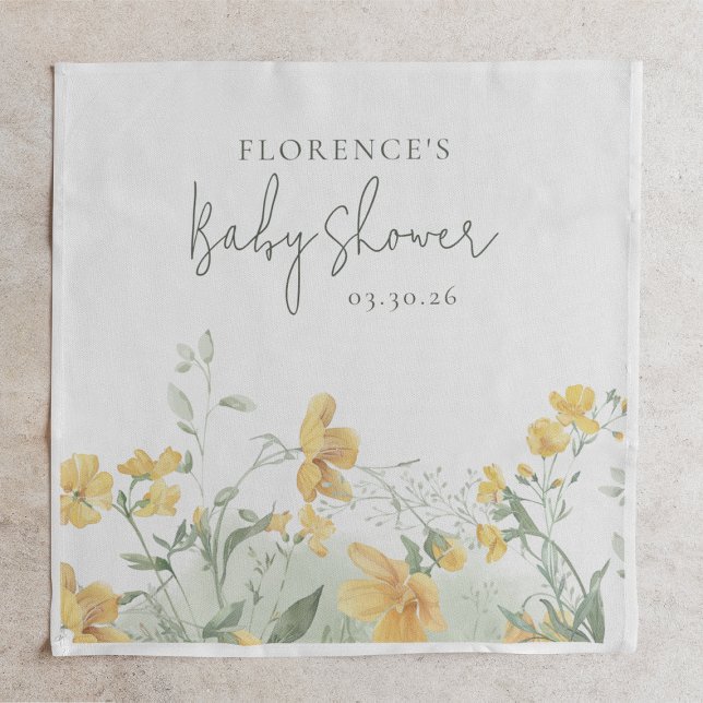 Servilleta De Papel Elegant Yellow Floral Baby Shower (Subido por el creador)