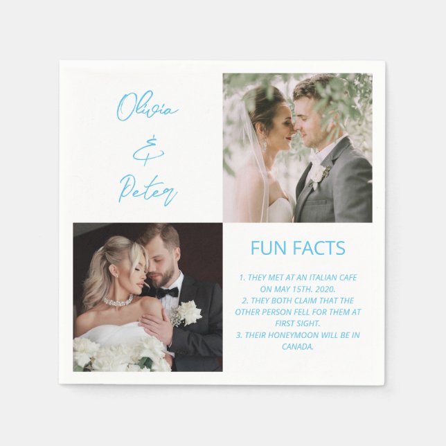 Servilleta De Papel Elegante 2 foto simple pareja simple Boda de hecho (Anverso)