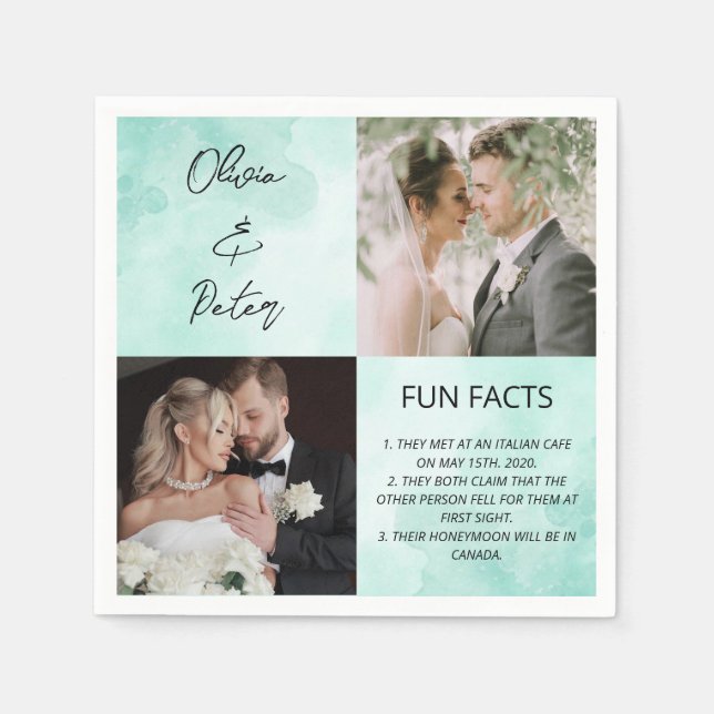 Servilleta De Papel Elegante 2 foto simple pareja simple Boda de hecho (Anverso)