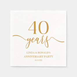 Servilleta De Papel Elegante 40° aniversario Boda de Champagne