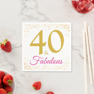 Servilleta De Papel Elegante 40 y Fabuloso cumpleaños destellos de ros