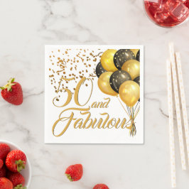 Servilleta De Papel Elegante 50.º Balón de Confetti de oro de cumpleañ