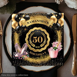 Servilleta De Papel Elegante 50.º cumpleaños Napkins Globos de Oro Gli