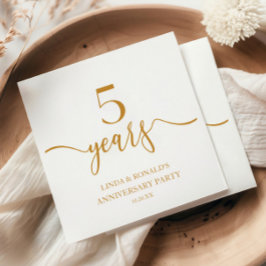 Servilleta De Papel Elegante 5° Aniversario del Boda de Champagne