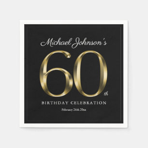 Servilleta De Papel Elegante 60.º Personalizado de la categoría Black