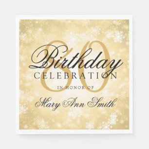 Servilleta De Papel Elegante 80.º Birthday Gold Winter Wonderland