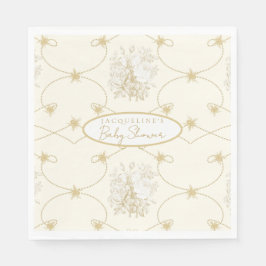 Servilleta De Papel Elegante Abeja floral francesa con marfil de oro p