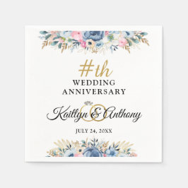 Servilleta De Papel Elegante acuarela Aniversario Floral Personalizado