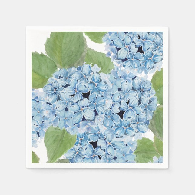Servilleta De Papel Elegante acuarela azul Hydrangea (Anverso)