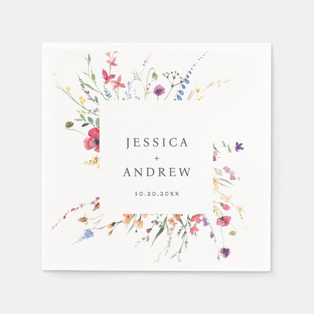 Servilleta De Papel Elegante acuarela Boda de flores silvestres (Anverso)