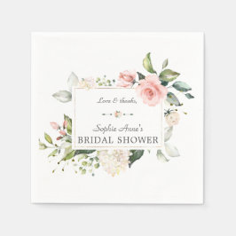 Servilleta De Papel Elegante acuarela color rosa Rubor Floral Bridal D