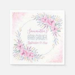 Servilleta De Papel Elegante acuarela de color rosa de Baby Shower Rub