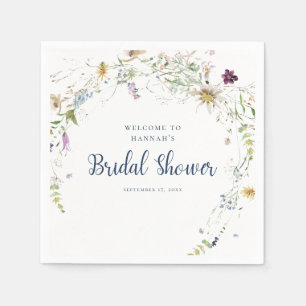 Servilleta De Papel Elegante acuarela Flor silvestre ducha de novia