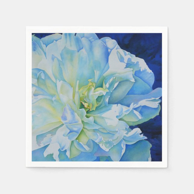 Servilleta De Papel Elegante acuarela floral azul (Anverso)