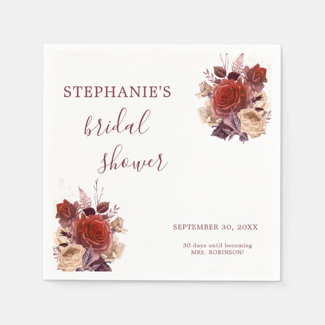 Servilleta De Papel Elegante acuarela Floral Bridal Shower (Anverso)