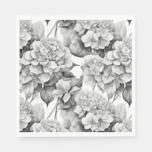 Servilleta De Papel Elegante acuarela floral gris y blanco