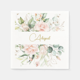 Servilleta De Papel Elegante acuarela Floral Roses rosados Nomenclatur