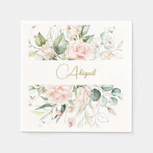 Servilleta De Papel Elegante acuarela Floral Roses rosados Nomenclatur