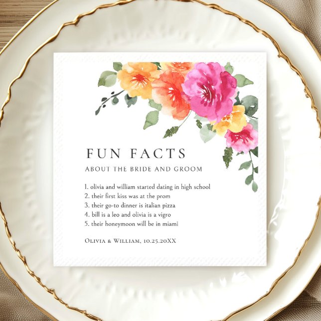 Servilleta De Papel Elegante acuarela Flores Brillantes Boda Floral (Subido por el creador)