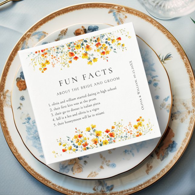 Servilleta De Papel Elegante acuarela Flores salvajes Boda floral (Subido por el creador)