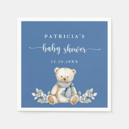 Servilleta De Papel Elegante acuarela invierno Teddy Bear Baby Shower