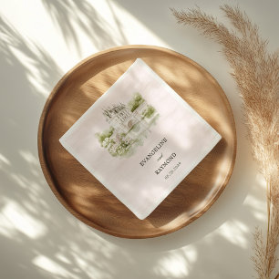 Servilleta De Papel Elegante acuarela Manor Garden Wedding