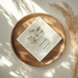 Servilleta De Papel Elegante acuarela Manor Garden Wedding