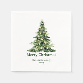 Servilleta De Papel Elegante acuarela Merry Christmas Tree Non Photo