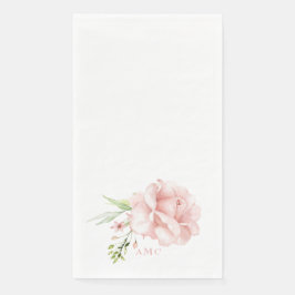 Servilleta De Papel Elegante acuarela Monograma Floral rosa