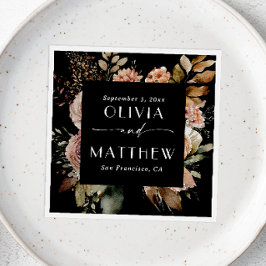 Servilleta De Papel Elegante acuarela negro otoño boho boda floral