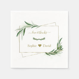 Servilleta De Papel Elegante acuarela Olive Greenery Gold Boda