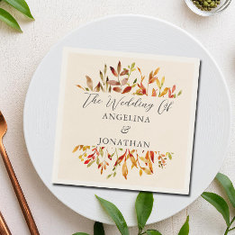 Servilleta De Papel Elegante acuarela otoño deja matrimonio personaliz