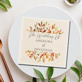 Servilleta De Papel Elegante acuarela otoño deja matrimonio personaliz