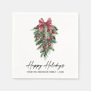 Servilleta De Papel Elegante acuarela Pine Calligraphy Ink Holiday