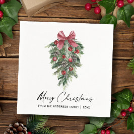 Servilleta De Papel Elegante acuarela Pines Calligraphy Ink Navidades