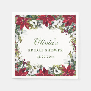 Servilleta De Papel Elegante acuarela Red Poinsettia BRIDAL DUCHA