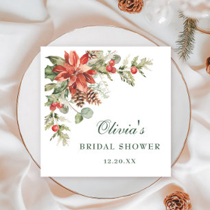 Servilleta De Papel Elegante acuarela Red Poinsettia BRIDAL DUCHA
