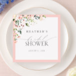 Servilleta De Papel Elegante acuarela rosa Floral Bridal Shower<br><div class="desc">Celebra la ducha de la novia con estas elegantes toallas florales color agua rosa bonito con delicada caligrafía de escritura con letras a mano. Copyright Elegant Invita,  todos los derechos reservados.</div>