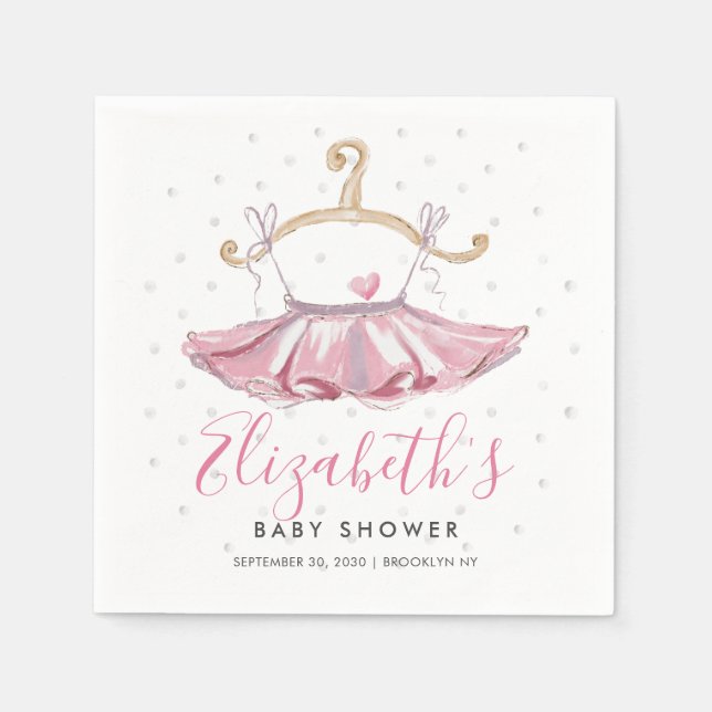 Servilleta De Papel Elegante acuarela rosa Tutu Ballerina Baby Shower (Anverso)