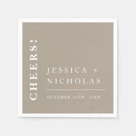 Servilleta De Papel Elegante Alegría Minimal Olive Gray Modern Boda