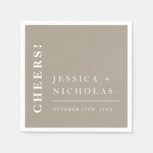 Servilleta De Papel Elegante Alegría Minimal Olive Gray Modern Boda