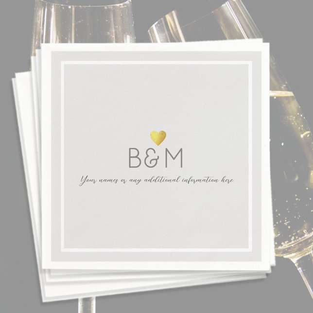 Servilleta De Papel Elegante amor a la boda Monograma Gris (Subido por el creador)