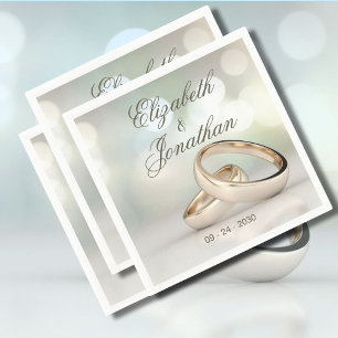 Servilleta De Papel Elegante Anillo de Oro Boda simple