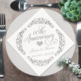 Servilleta De Papel Elegante Aniversario de Bodas de Diamante de 60 añ