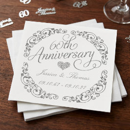 Servilleta De Papel Elegante Aniversario de Bodas de Diamante de 60 añ