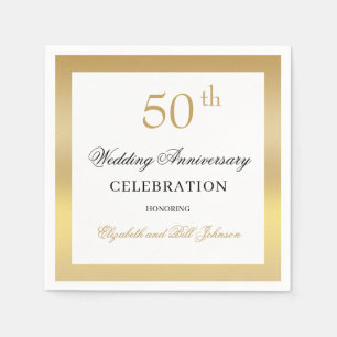 Servilleta De Papel Elegante Aniversario de Bodas de Oro 50