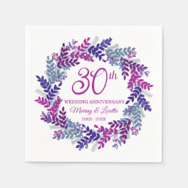 Servilleta De Papel Elegante aniversario de la corona rosa 30° anivers